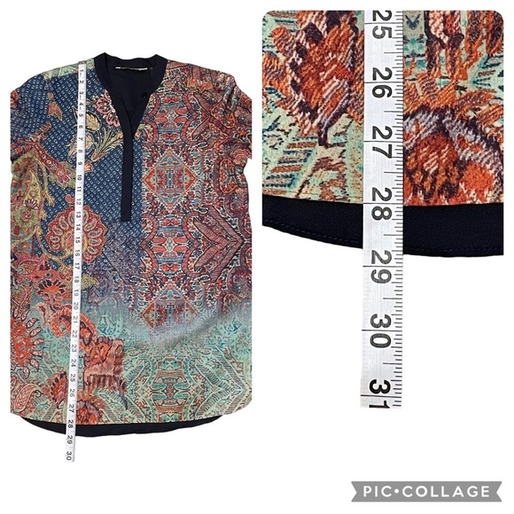 Soft Surroundings Boho Agra Tunic Top Paisley Floral Print Blouse - Sz XSP - Picture 14 of 15
